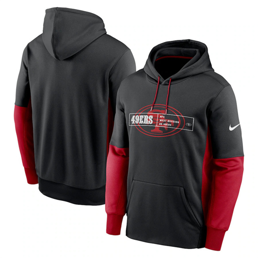 Men's Black San Francisco 49ers Color Block Fleece Performance Pullover Hoodie